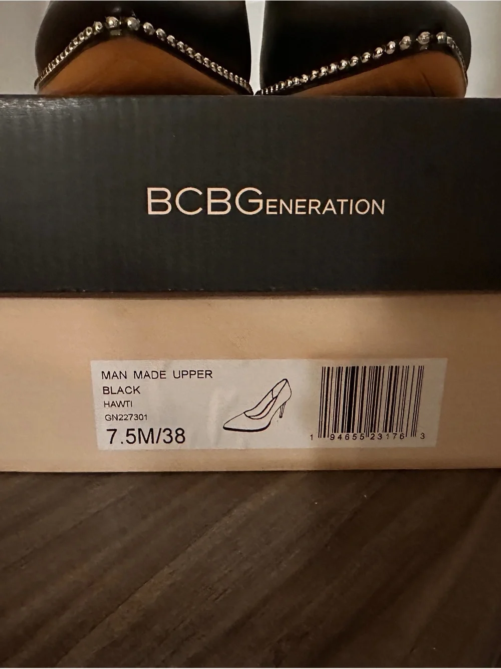 BCBGeneration Black Pointed Toe Stud-Trim Pumps